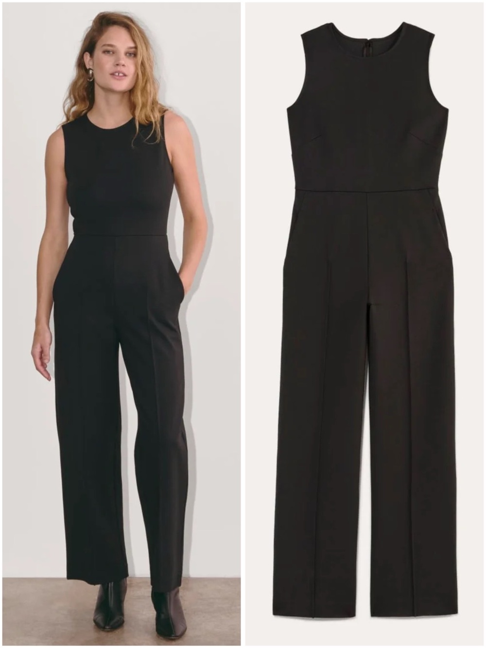 Everlane The Dream Jumpsuit Black Sleeveless Straight Leg Stretch XXL NWOT